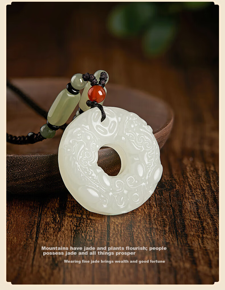 Chow Tai Fook Hetian Jade Pendant Necklace for Men Lightweight Luxury Practical Birthday 520 Valentine's Day Gift for Boyfriend 9