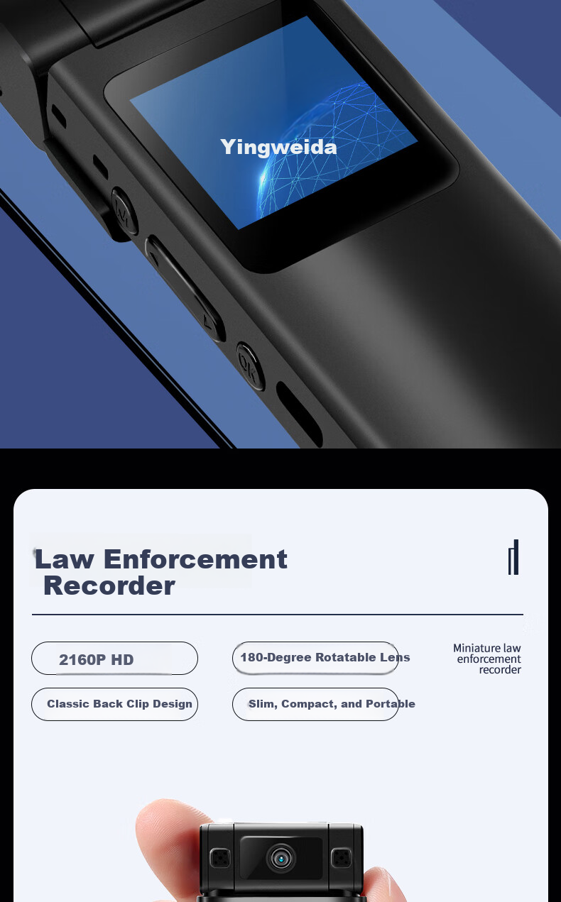 YWD V011S Law Enforcement Body Camera WiFi Remote Monitoring 4K HD Portable Audio Video Recorder 32GB 3