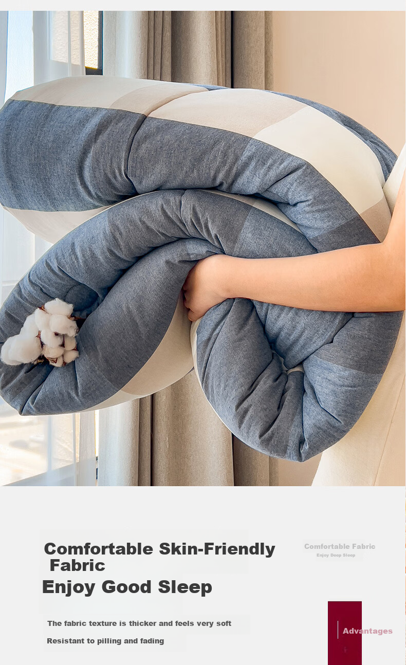 Aiwei Single Quilt Thickened Winter Comforter Cotton Quilt 4 Jin 150*200cm [Blue Large Check] 6