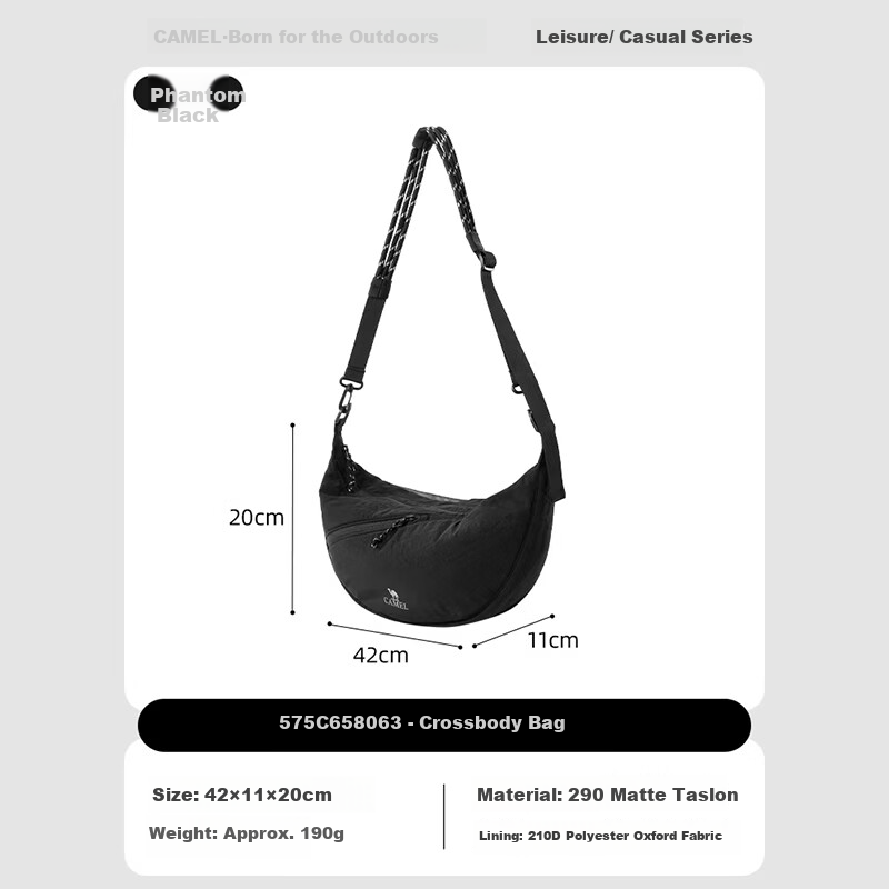 CAMEL Single Shoulder Dumpling Bag Commuter Crossbody Adjustable Strap Large Capacity Lightweight Backpack 575C658063