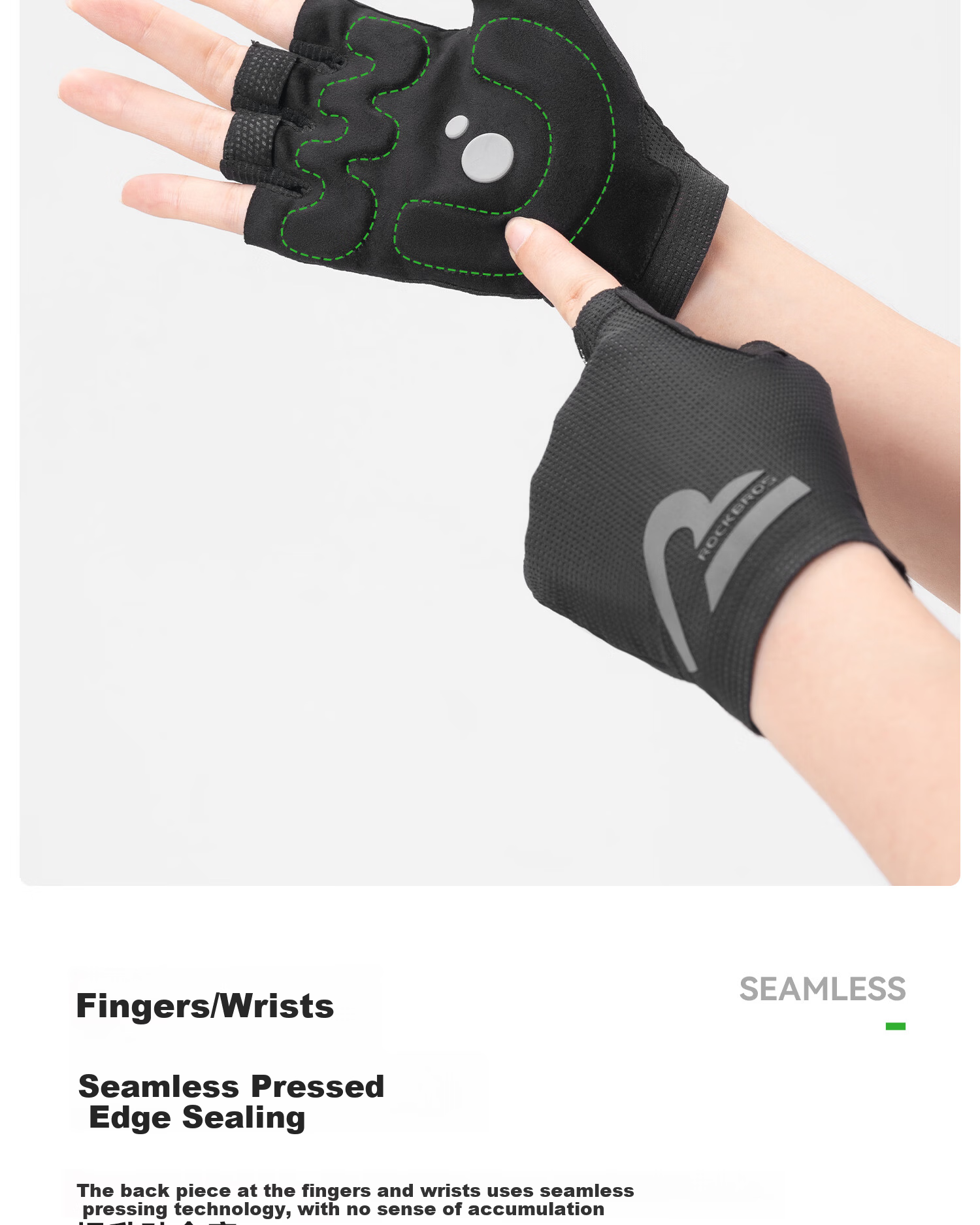 RockBros Half-Finger Cycling Gloves Summer Men Women Mountain Road Bike Short Finger Shockproof Black 7
