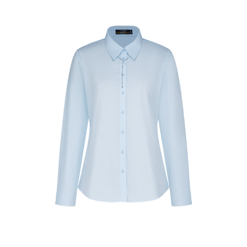 G2000 Women's 2026 Spring Summer Cotton Non-Iron Long Sleeve Shirt with Necklace, Mall Edition