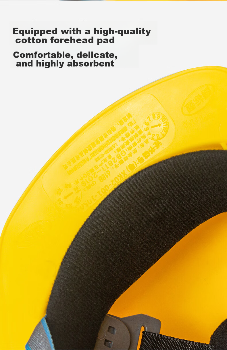 Haosikepu Safety Helmet, Yellow Three-Strap Breathable, 1 Piece, National Standard ABS Construction Site Anti-Smashing Thickened Safety Helmet 5