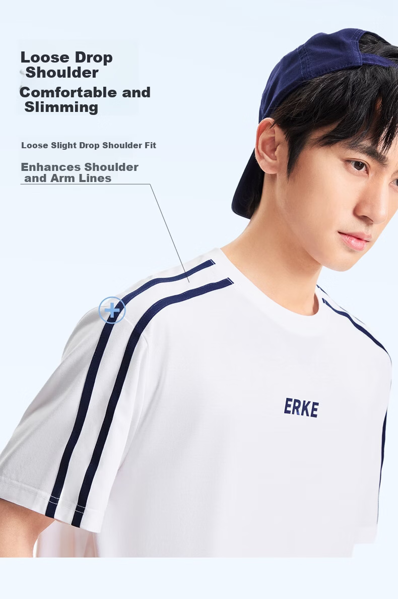 ERKE [Yu Shi Same Style] Men's Round Neck Short-Sleeve Knit Top, Summer Outdoor Antibacterial Sports T-Shirt, Casual Outerwear 9