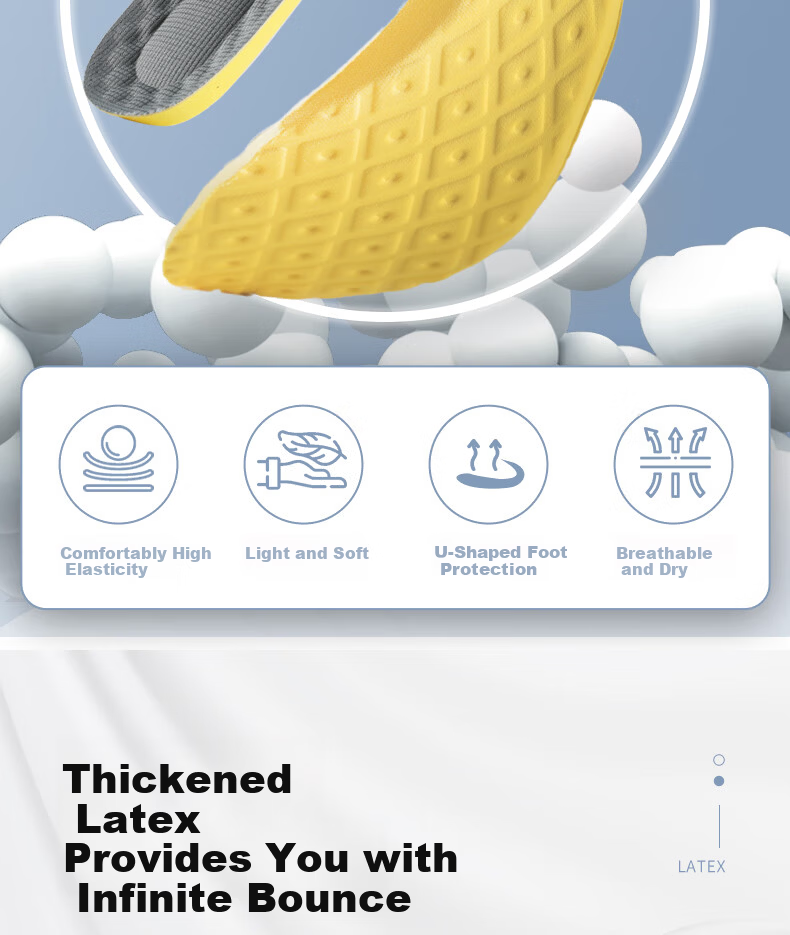 FOOTOPPO Latex Insoles Men Sports Shock Absorption Soft Elastic Thickened Military Training Insoles Women 2