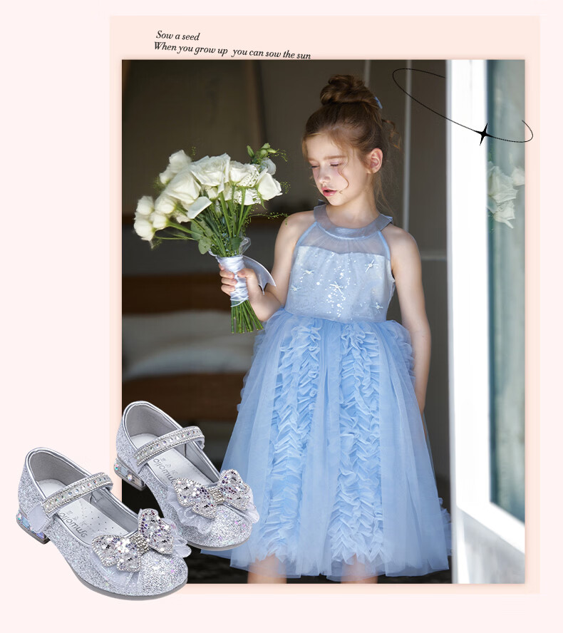 Fulomi Girls Princess Shoes Spring Autumn Children's Sequin Crystal Flats Performance Dress Shoes Light Gold Size 32 10
