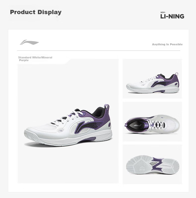 LI-NING Professional Table Tennis Shoes Qilin LIGHT 2.0 Silk Training Competition Sports Shoes Standard White/Black Size 42 8