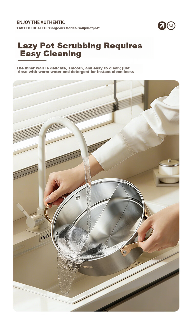 MAXCOOK 316L Stainless Steel Hot Pot 26cm Three-Layer Steel Soup Pot with Composite Bottom Compatible with Gas and Induction Cookers MCT7795 6