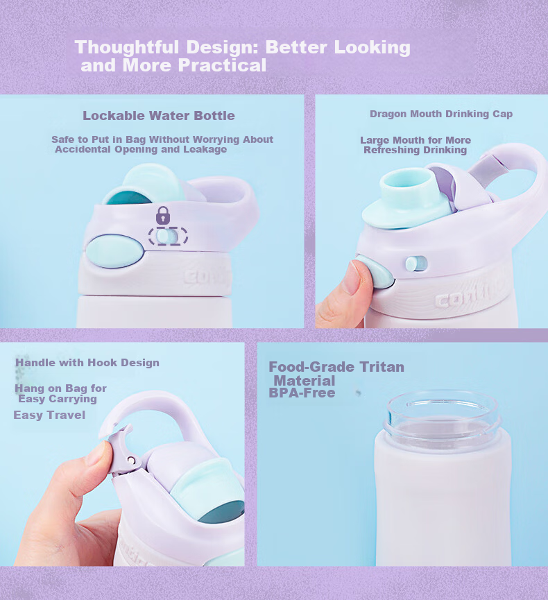 Contigo Kangdike Plastic Cup for Men And Women Students, Sports Water Bottle with Lock, 600ml Starry Journey HBC-DEM108 2