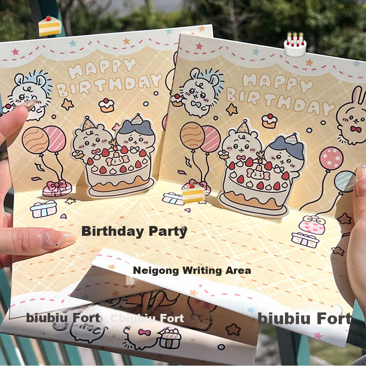 Mili 3D Pop-up Cake Birthday Card Handwritten for Boyfriend Girlfriend Teacher's Day Mother's Day 520 Gift 3