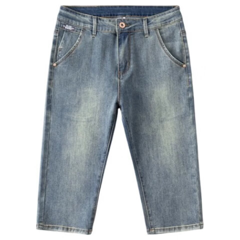 Jeanswest Men's 2026 Summer Lightweight Denim Shorts Fashion Casual Versatile Straight-Leg Cropped Pants Blue Gray 38