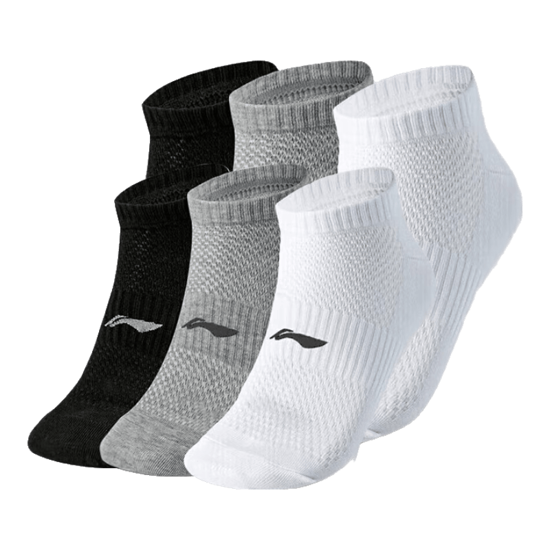 Li-Ning Socks (6 Pairs) Sports Socks Basketball Socks All-Season Antibacterial Durable Low-Cut Socks for Men and Women Running Socks
