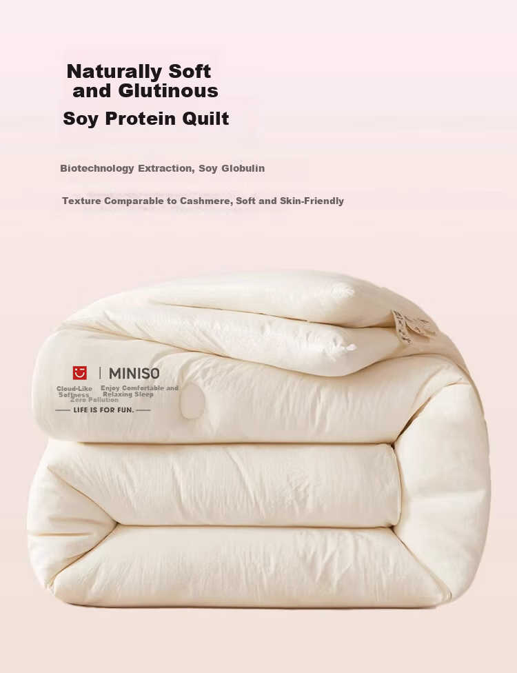 MINISO Antibacterial Soybean Quilt, All-Season Comforter, Cotton Quilt for Dormitory, Single Person Spring And Autumn Quilt, 180x220cm, 4 Ji 2