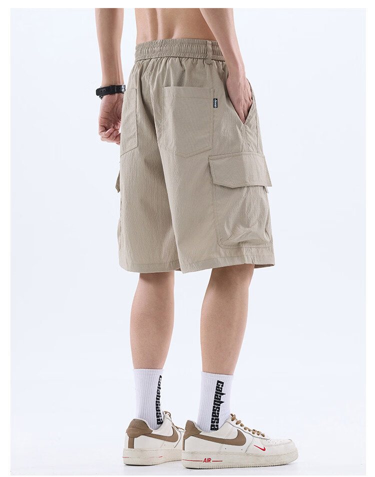 JEEP Men's Summer Ice Silk Casual Cargo Shorts Loose Quick-Dry Sports Five-Point Pants Dark Gray XL 15