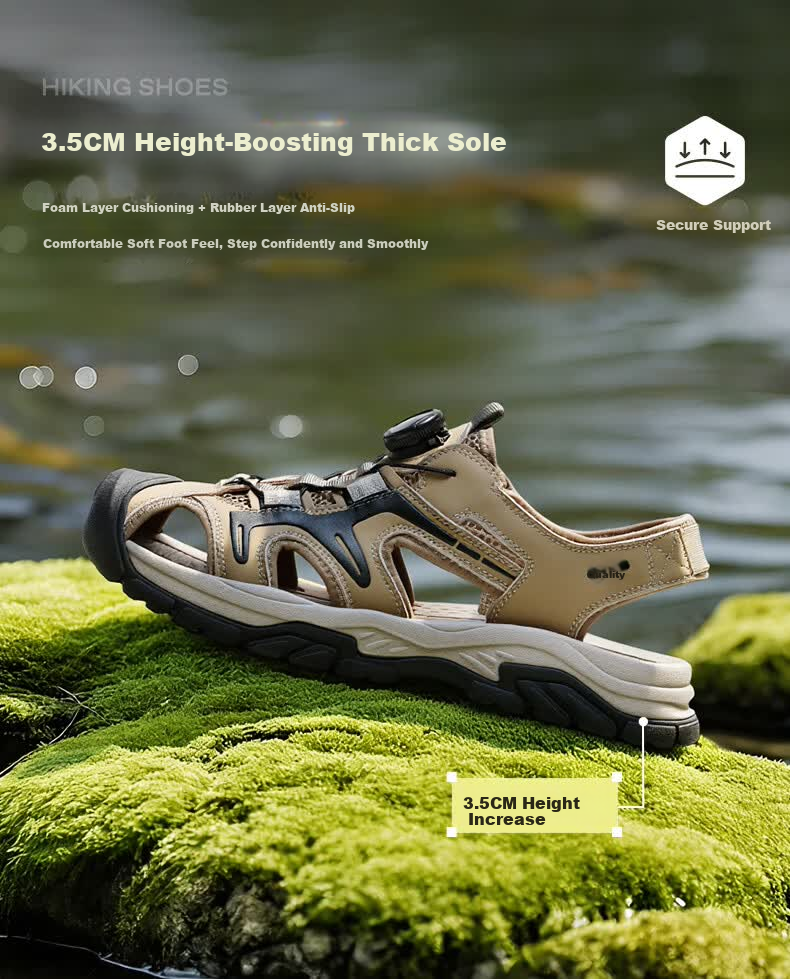 Belle Hollow Breathable Casual Sandals Men 26 Summer New Knob Buckle Outdoor Beach Shoes A2396BL6 Quicksand Brown Size 41 10