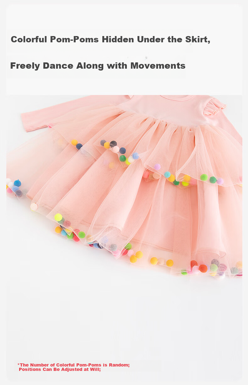 Babyprints Girls' Dress Sweet Tulle Long Sleeve Baby Dress Spring Autumn Princess Dress Toddler Birthday Dress Size 120 8