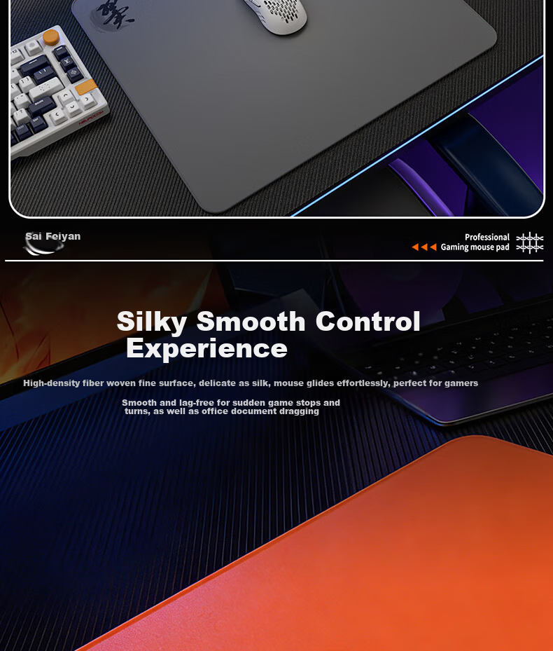 Saifeiyan Wing Series Gaming FPS Mouse Pad Waterproof Fine Surface Neutral Slightly Smooth CS:GO Valorant Special Edition Wing-Silver Star Gray 480x400x4mm Waterproof Fine Surface 6