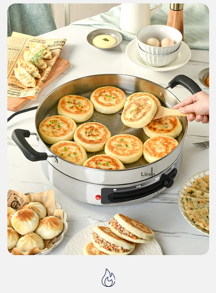 Liven Electric Griddle Home Use Electric Pancake Maker 304 Stainless Steel Non-Coated 30cm Large Size 55mm Deep Sandwich Maker Breakfast Machine DJG-J3265 5