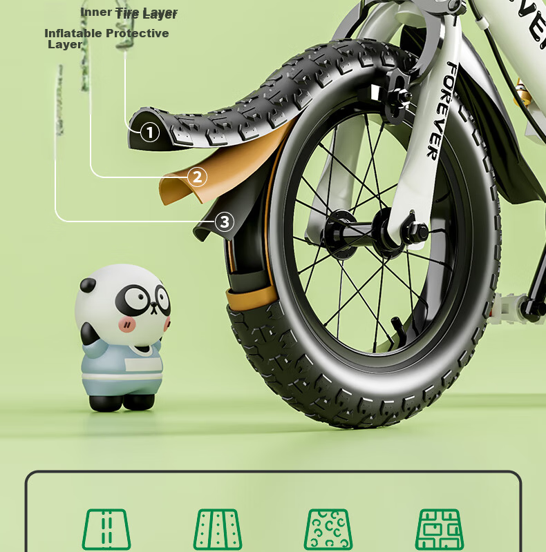 FOREVER Children's Bicycle, Baby Pedal Bike, Foldable Bike for Boys And Girls, Suitable for Ages 3-8, Student Bike, 18-Inch Integrated Wheel 8