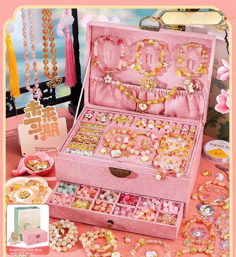 Luoli Girl Birthday Gift Children's Ancient Style Beaded DIY Bracelet Craft Kit for Girls Ages 7-14 Jewelry Box 10