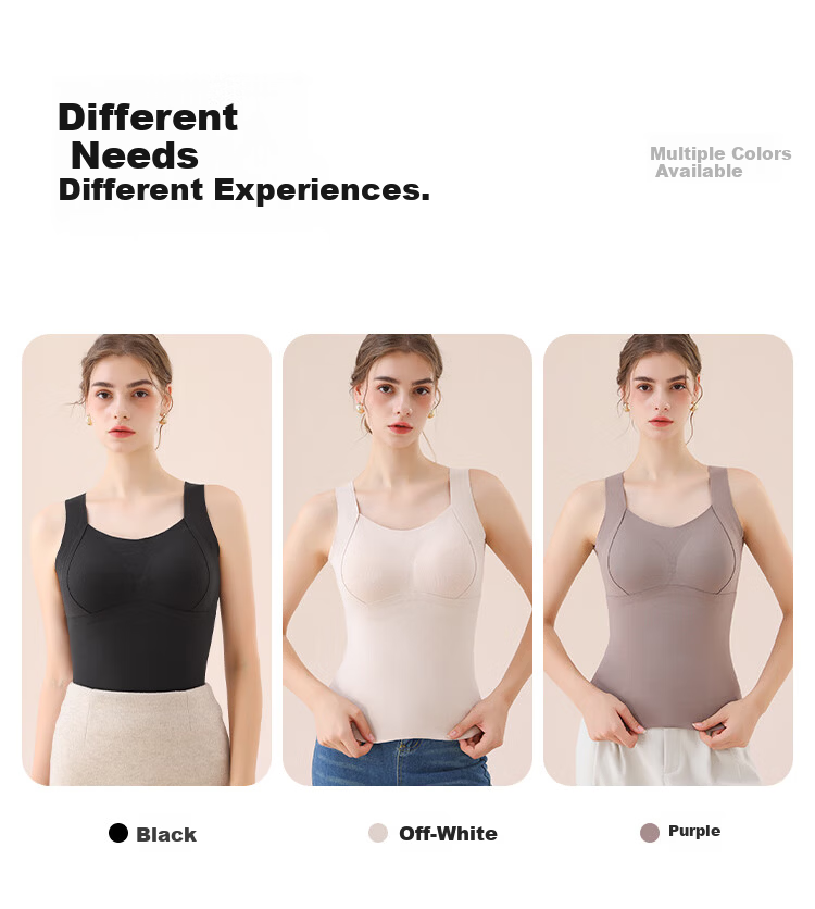 MiiOW Women's Thermal Vest with Built-In Bra Pads, No Need for Bra, Cationic Heat-Retaining Top, Undershirt Camisole, White, 2XL 14