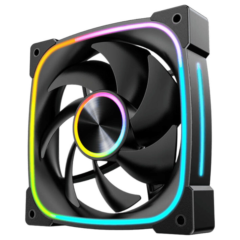 Wanjia Xingji Black Reverse Fan, Case Cooling 12CM Fan, Synchronized Light, 5V 3-Pin ARGB, PWM Temperature Control Speed Adjustment