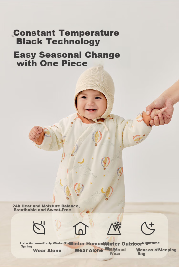 Wismorni Baby Thermal Cotton Romper Winter Thickened Warm Infant Jumpsuit Pajamas 8