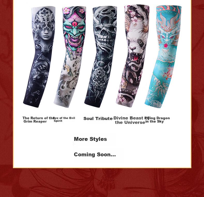 RED DRAGONFLY Tattoo Ice Sleeve Men's Floral Arm Sun Protection Ice Silk Arm Sleeve Summer Sunshade Cooling Sleeve Personalized Arm Guard 10