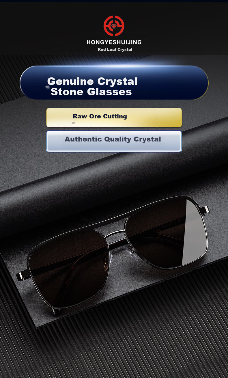 HONGYE Men's Crystal Large Frame Sunglasses Classic Aviator Driving Anti-Glare Outdoor Protective Eyewear for Middle-aged and Elderly 2