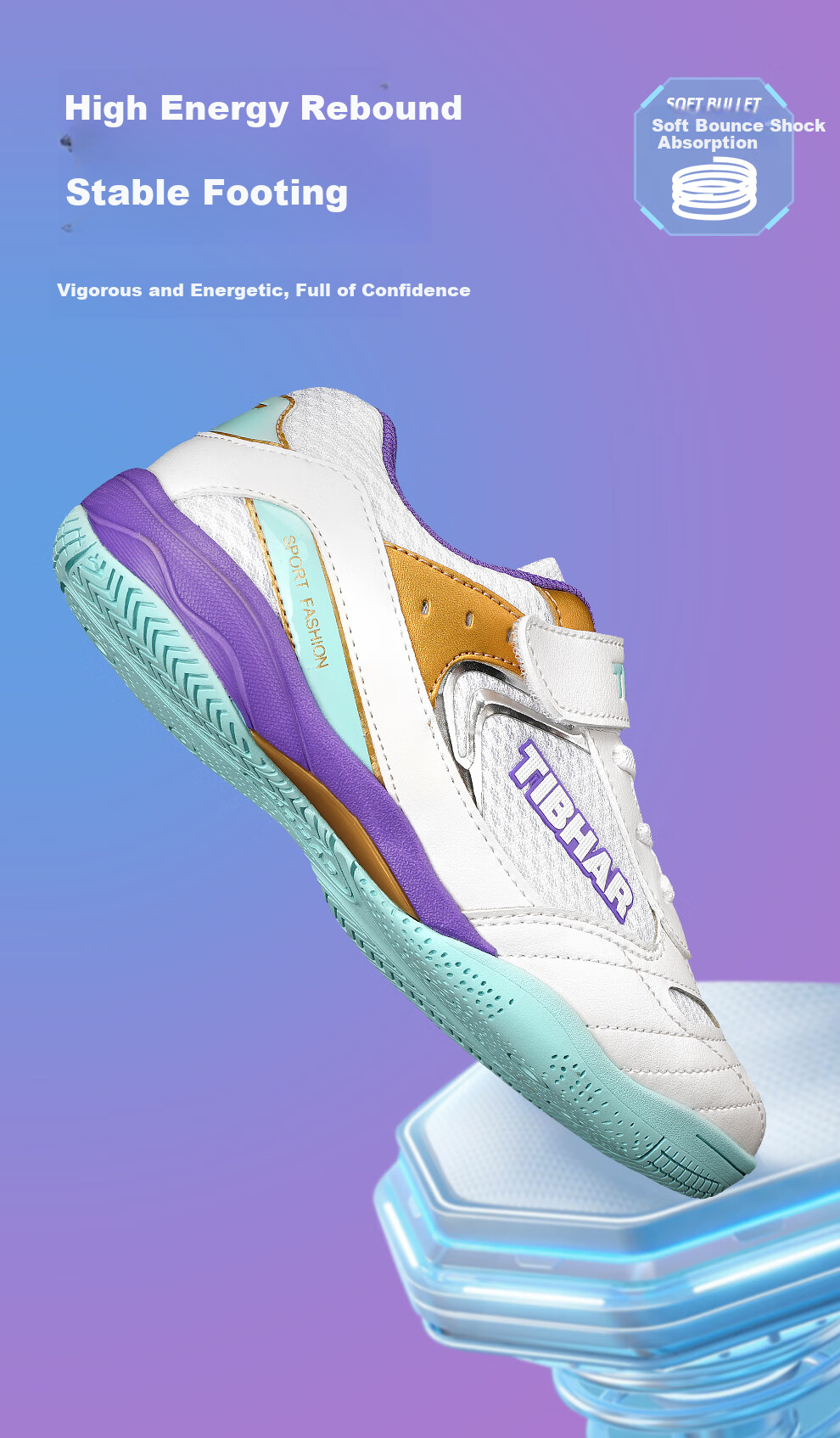 TIBHAR Children's Table Tennis Shoes for Boys And Girls, Non-Slip Breathable Training Ping Pong Sports Shoes 01921 White/Purple 32 6
