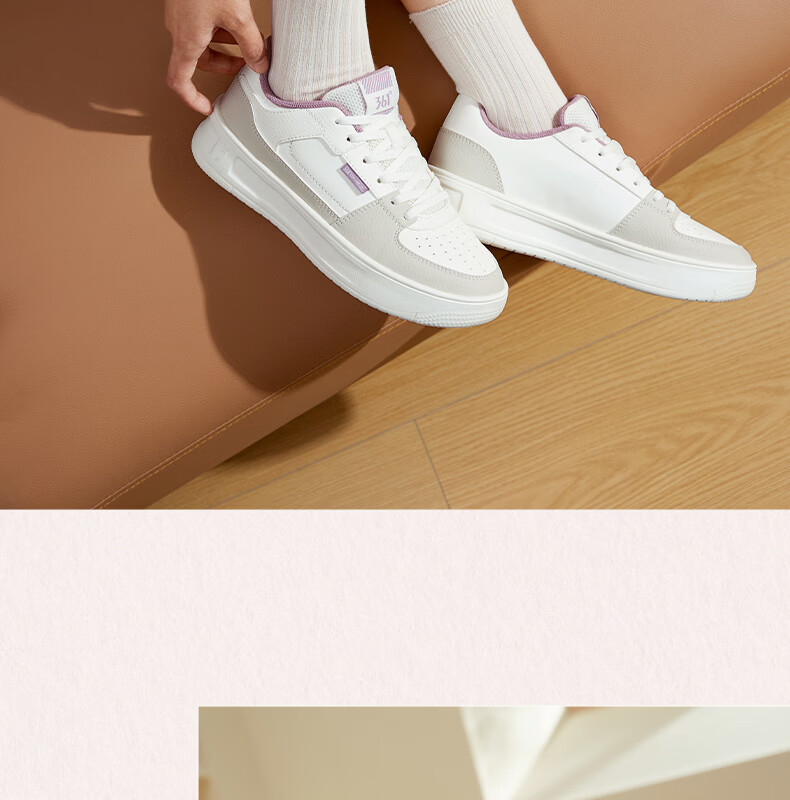 361° Qinghe 2 New Trendy Platform Leather Casual Sneakers Women's White Shoes 682636618-1 22