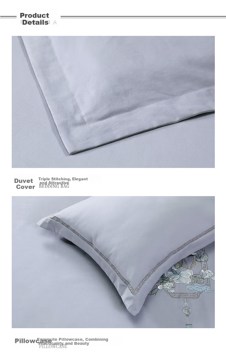 FUANNA Four-Piece Set 100% Pure Cotton Brushed Bedding Set Cotton Bed Sheet Duvet Cover Single Double Dormitory 1.5m Bed 203x229cm 9