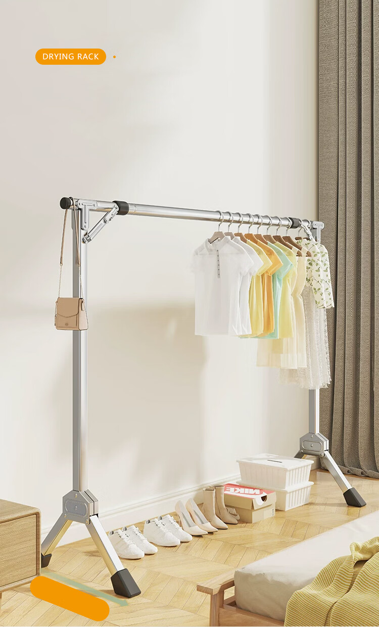 Huakai Star Floor-Standing Balcony Clothes Drying Rack Foldable Extendable YJ181 1.6m Adjustable Clothes Hanger No Installation Needed 9