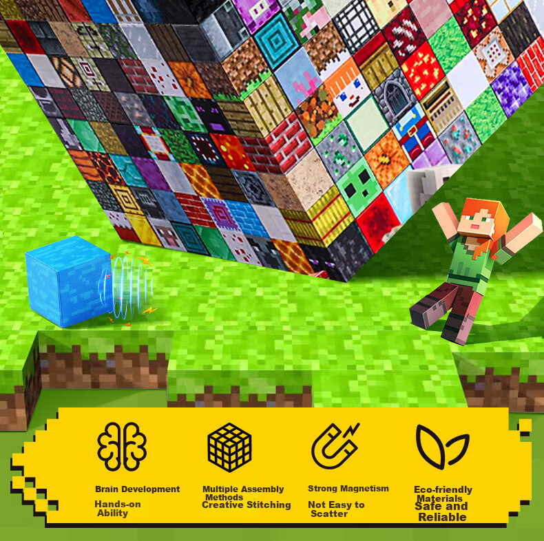 Gaozhile Minecraft Magnetic Blocks Magnetic Building Toys Educational Toys for Kids Boys Girls Birthday Gifts Ages 3-6-12 1