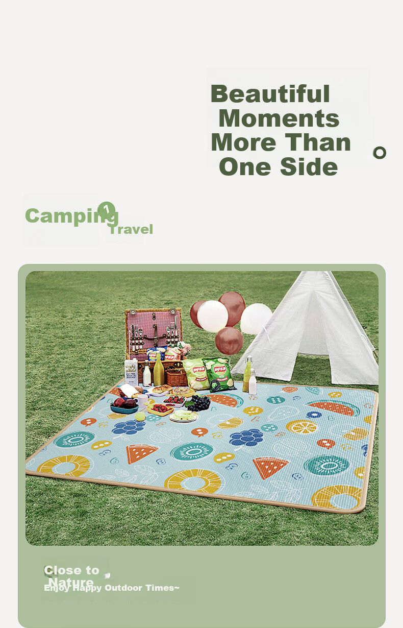BG-BABYGO Outdoor Waterproof Moisture-Proof Mat Lawn Camping Mat Foldable Portable Insulated Children's Picnic Mat 180*120*0.5cm 9