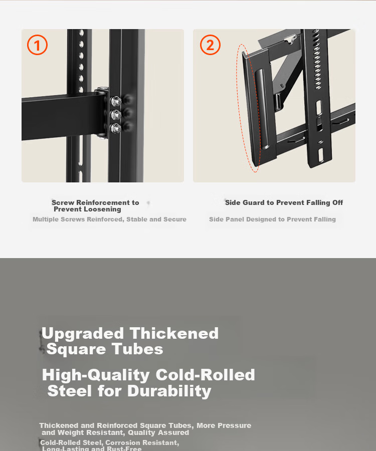 Junao Embedded Dual-Arm Telescopic TV Wall Mount Bracket, Extendable and Rotatable, Compatible with 75-110 Inch TVs, Universal for Xiaomi, Hisense, Skyworth, TCL 15
