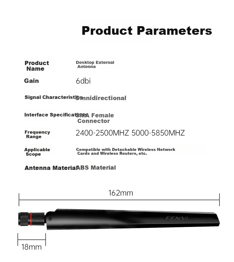 Fenvi Desktop External Antenna 2.4G/5G 6dB WiFi Dual-Band Router High Gain SMA Internal Thread Signal Booster Antenna 6