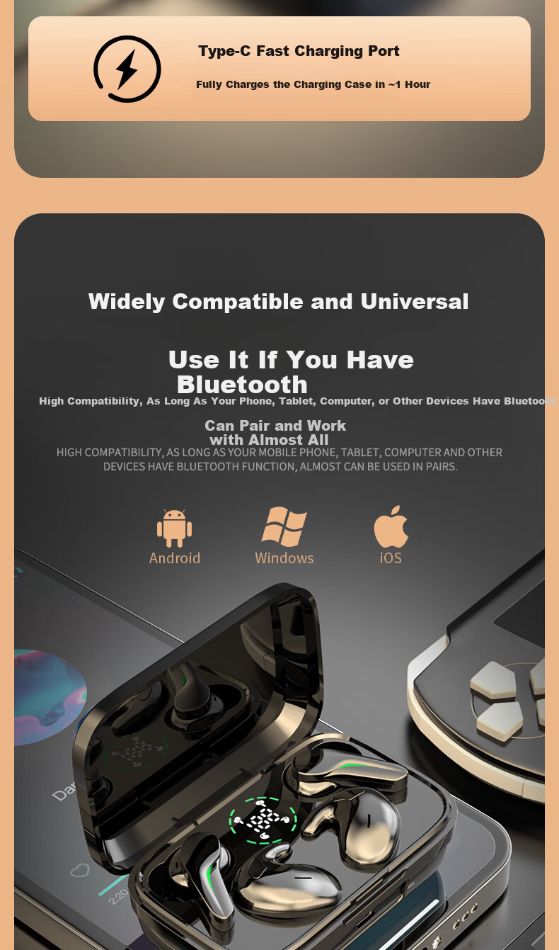 Taidu RD39 Wireless Bluetooth Earbuds 4-Pack In-Ear Ultra-Mini Invisible Sports Running Sleep Gaming Noise-Cancelling Low Latency Long Battery Life High-Quality Sound 19