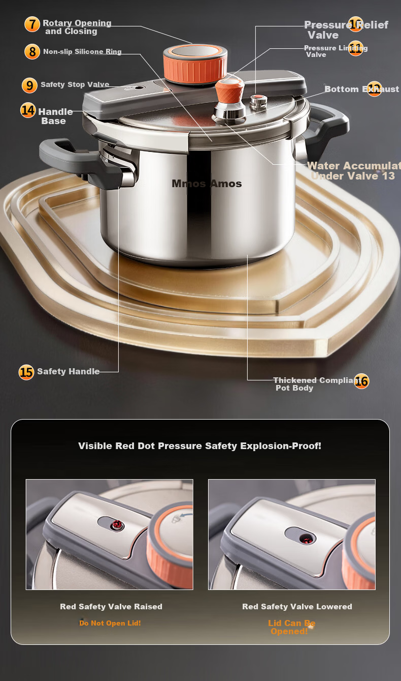 Amos Pure Titanium Pressure Cooker 4.5L Multi-Functional Single-Handed Lid Gas Stove Compatible DS20 11