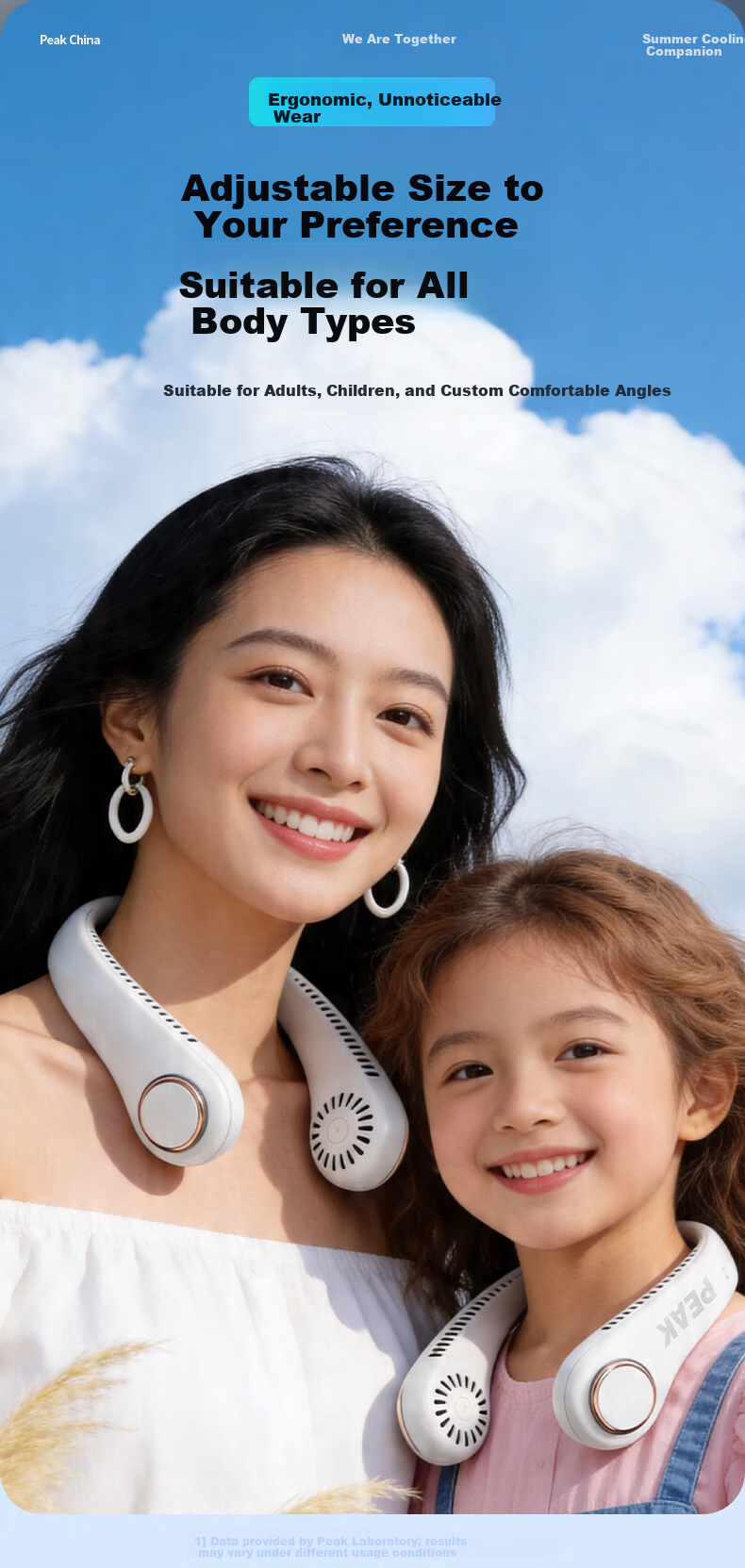 PEAK [Million-Selling | Semiconductor Cooling] Neck-Hanging Fan Cooling, 2026 New Model with Ultra-Long Battery Life, Waist-Hanging Small Outdoor Portable Quiet Fan, Neck-Hanging Style 15