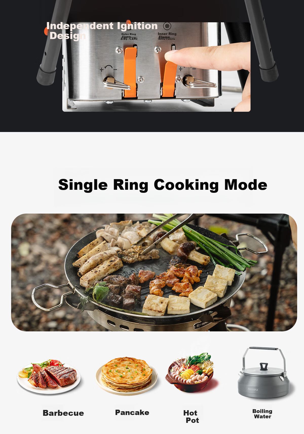 FIRE-MAPLE Qingtian 3 Double-Layer Intense Flame Large Air Stove Set, Outdoor Portable Stir-Fry Cookware, Cartridge Stove, Gas Stove, Camping Equipment 8