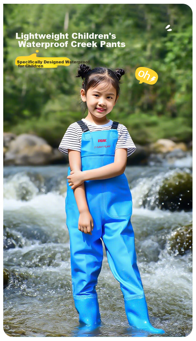 Peak Kids Waterproof Overalls Water Shoes Half-body Wading Pants Outdoor Fishing Beach Stream Hiking Pants Pink Size 31 2