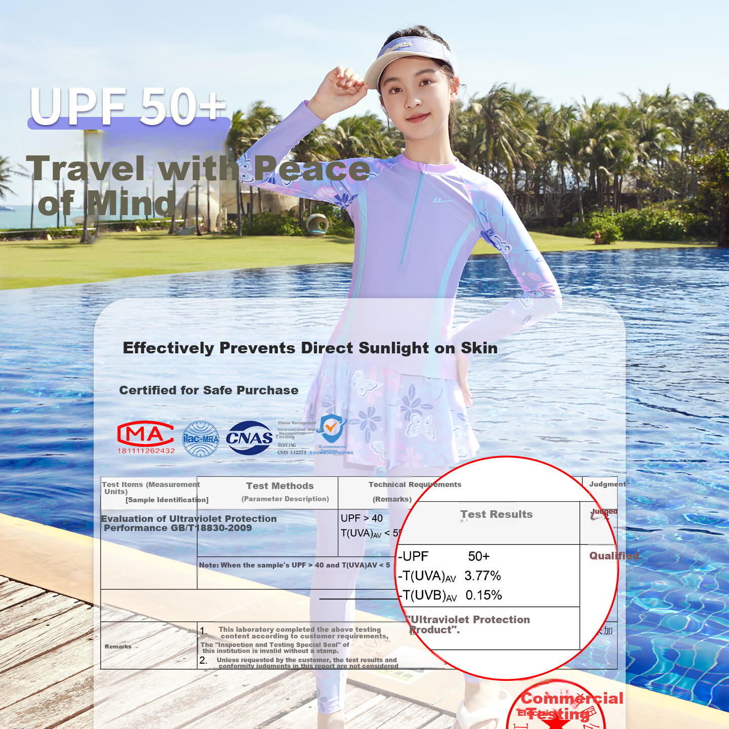 Warrior Kids Girls Two-Piece Swimsuit Long Sleeve Long Pants Quick-Dry Sun Protection Training Set 36224HZ2K 110 Purple