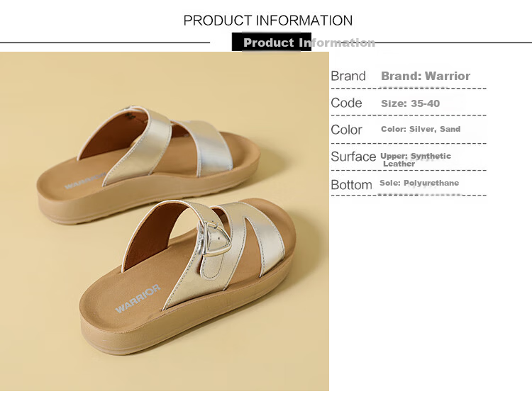 Warrior Women's Fashion Outdoor Casual Sandals Thick Sole Home Summer Slippers WSL(WZ)-1723 Silver Size 38 2