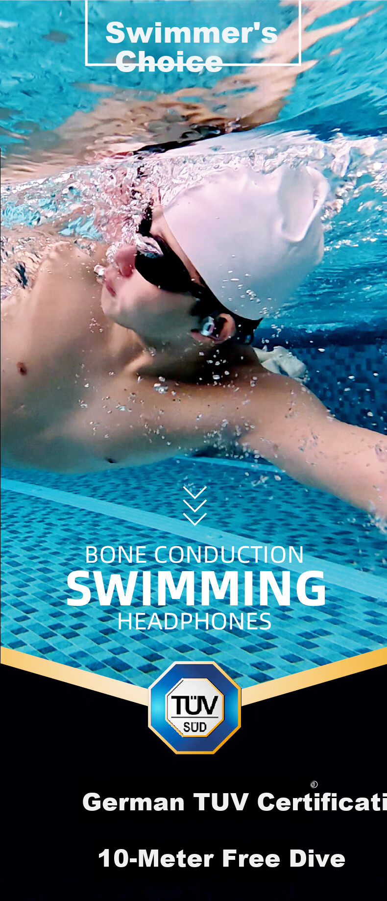 Guling New W80 Professional Bone Conduction Swimming EO Earphones Ear-Hook Sports Running Open Wireless Bluetooth In-Ear Waterproof Compatible with Apple Huawei Feisha Black 5