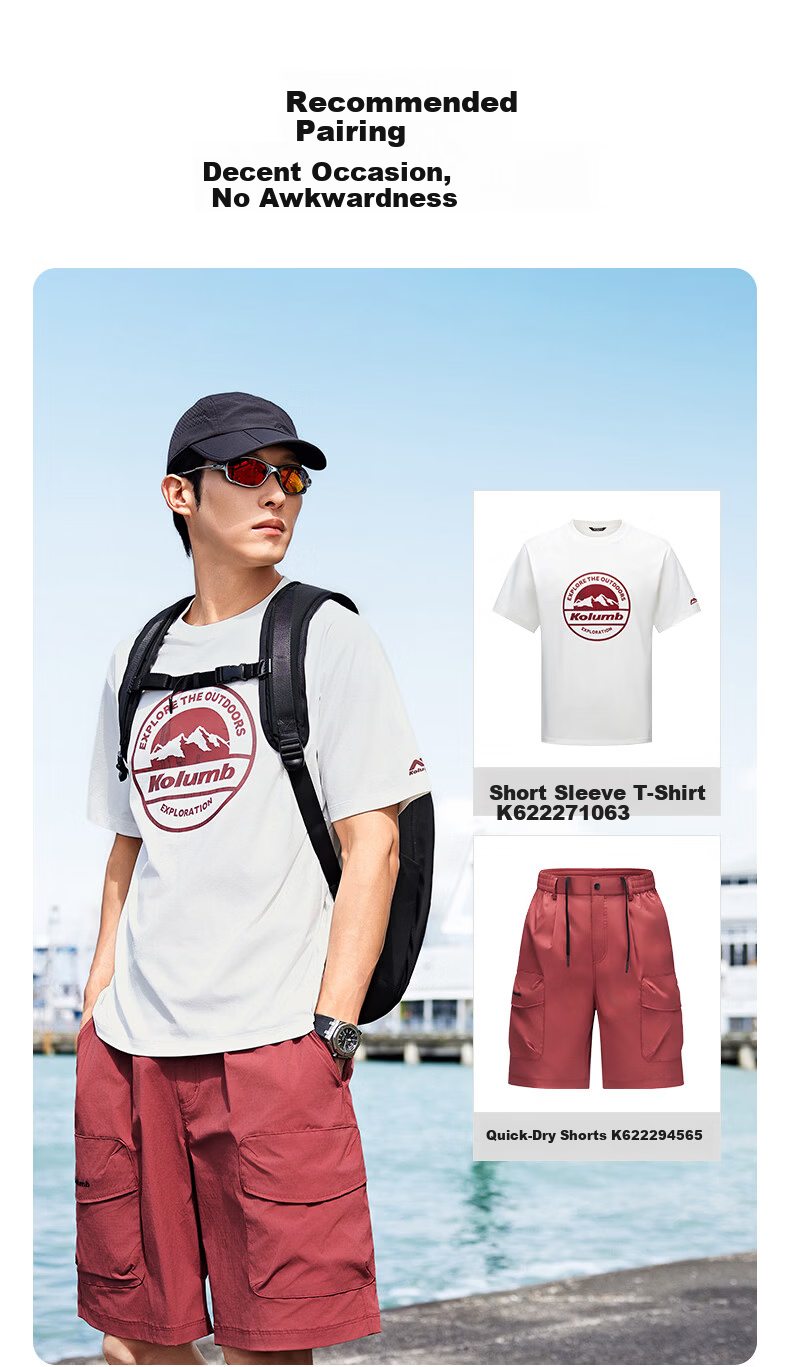 Kolumb Outdoor T-Shirt Summer Sun Protection Quick-Dry Moisture-Wicking Commuting Couple Running Fitness Short Sleeve Cloud Dance White 2XL 7