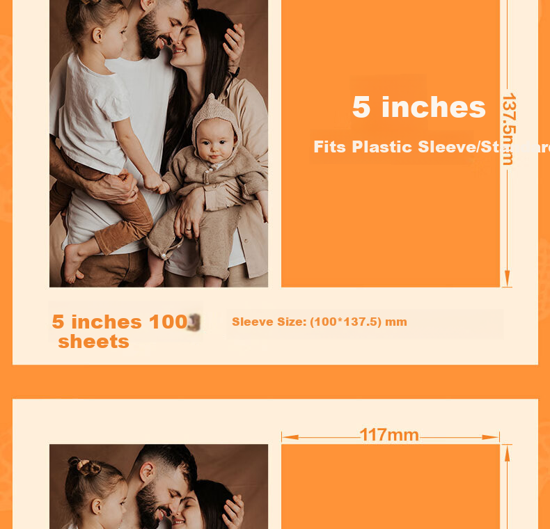 Deli Photo Album 5-inch (100*137.5mm) 100 Sheets Family Album Couple Travel Album Memory Book Children's Growth Record Orange PQ856 5