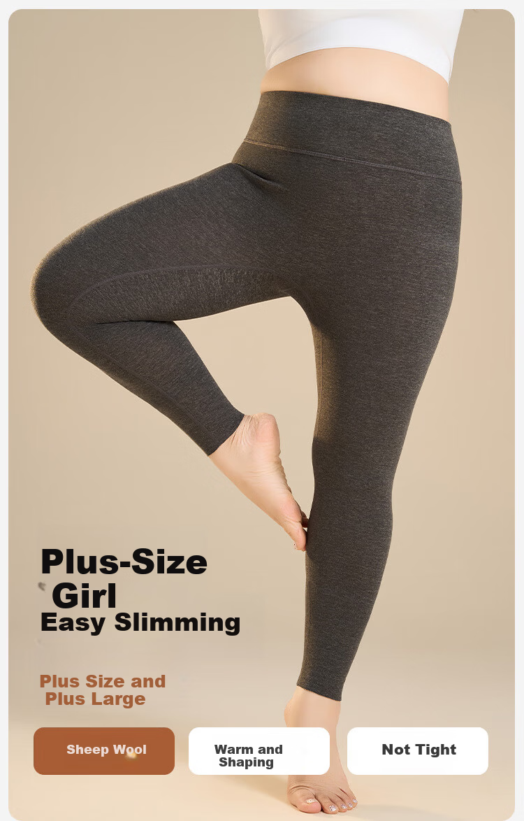 GRACEWELL Plus Size Women's Thermal Leggings Autumn Pants Wool Silk Loose Winter Bottoms for Up to 200 Jin 1