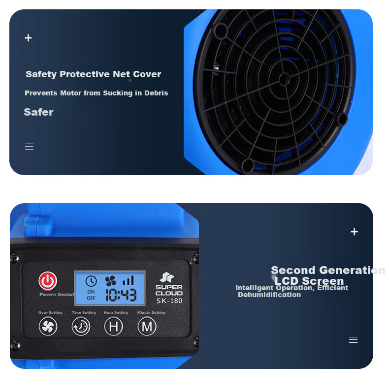 Supercloud Household Smart Timer Floor Dryer Small Toilet Blower Wind Speed 14M/S 10