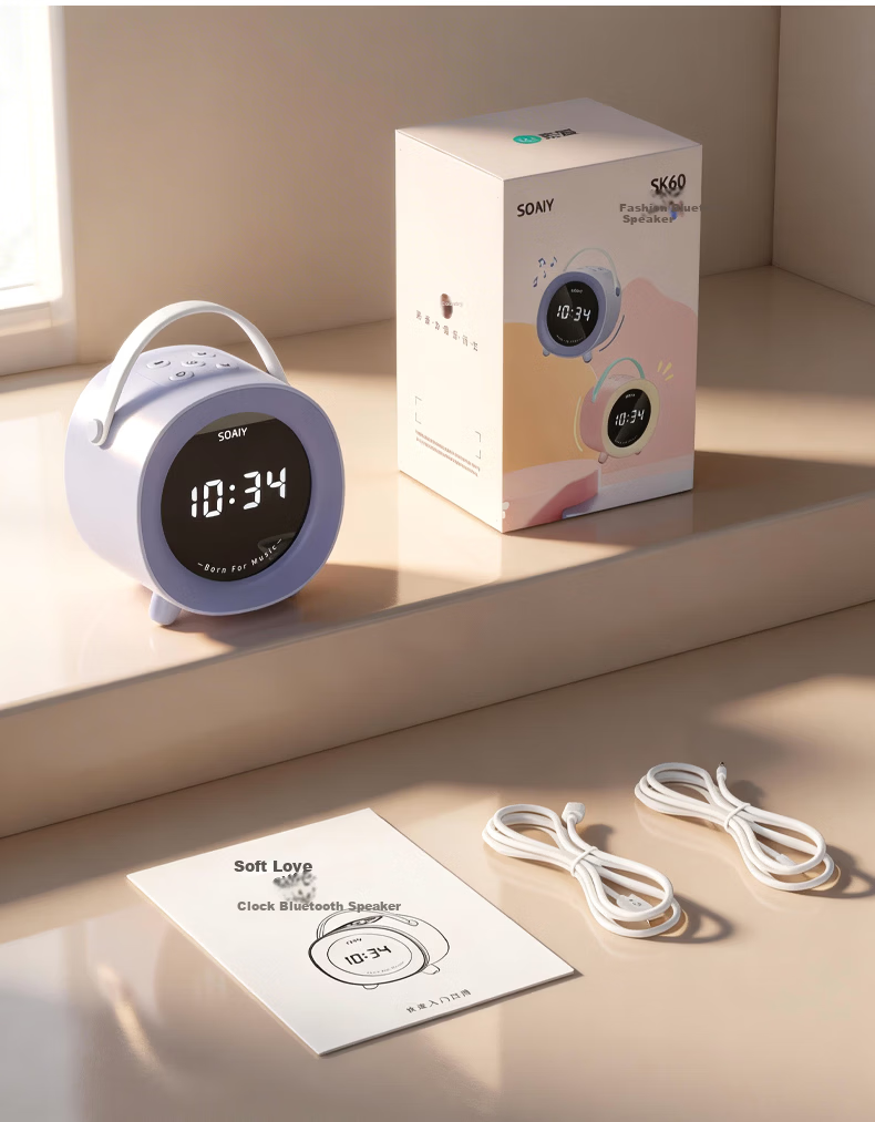Soaiy SK60 Alarm Clock Speaker, Wireless Bluetooth Speaker, Refreshed Subsidy, Student Wake-Up Device, 2026 New Small Speaker, Desktop Subwoofer, Mini Bedroom Birthday Gift for Girls 9